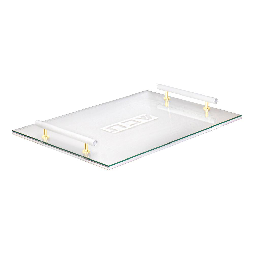 Lucite Corrugated Challah Board with Leatherette Handles