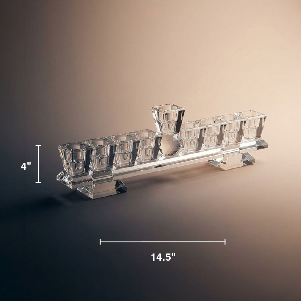 Crystal Menorah Flat With Stand