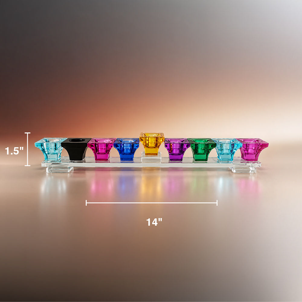 Elegant Flat Crystal Menorah