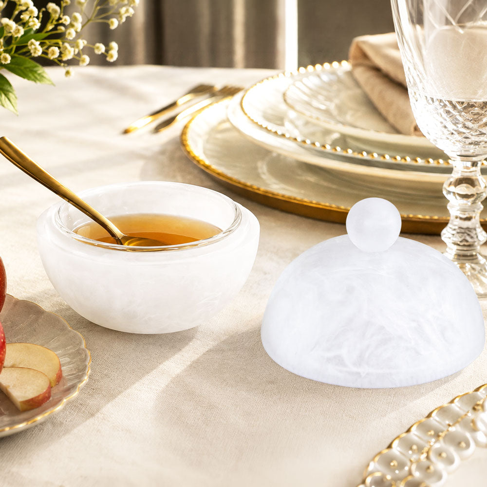 Resin Snow Drift Honey Dish