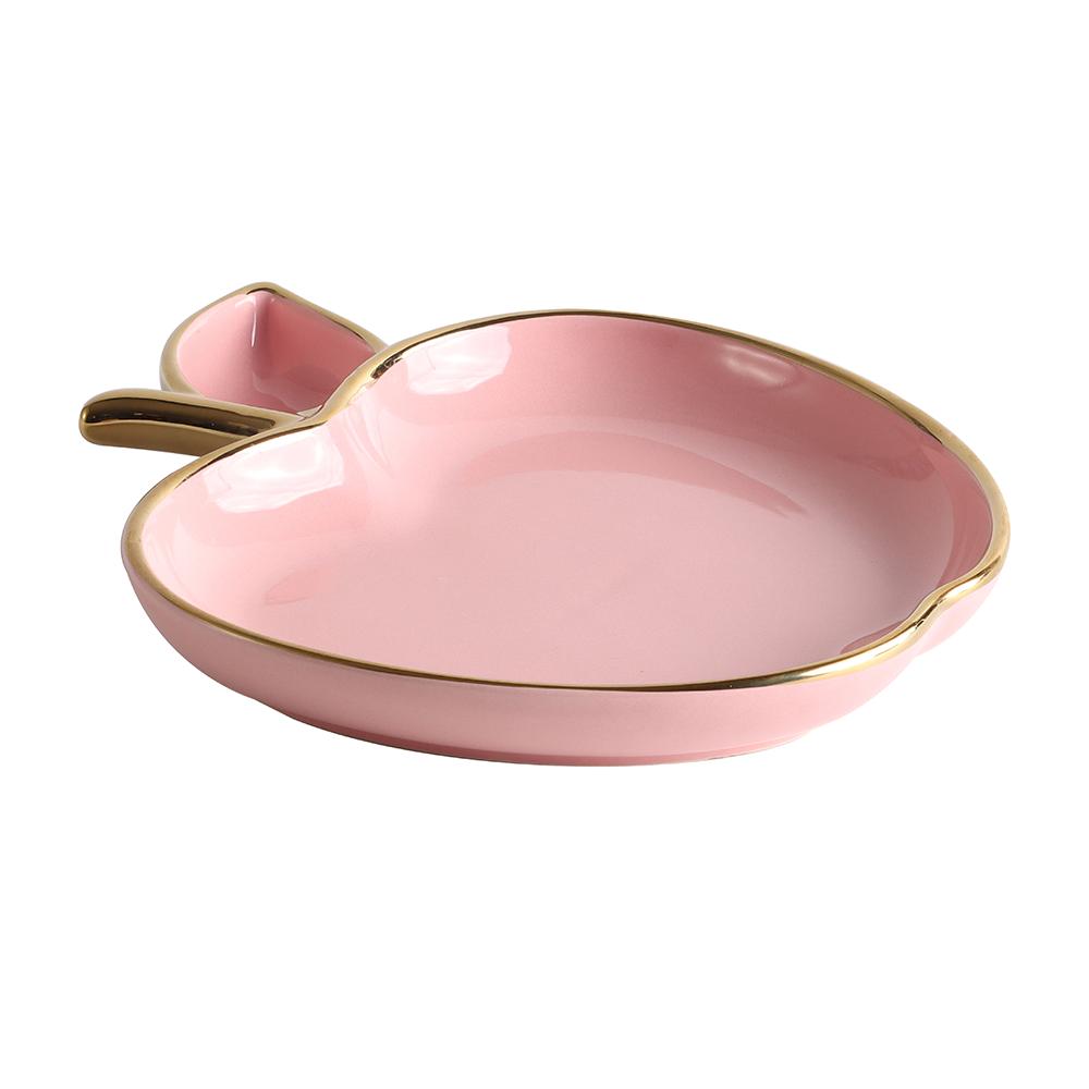 Porcelain Apple Shaped Dish with Gold Trim