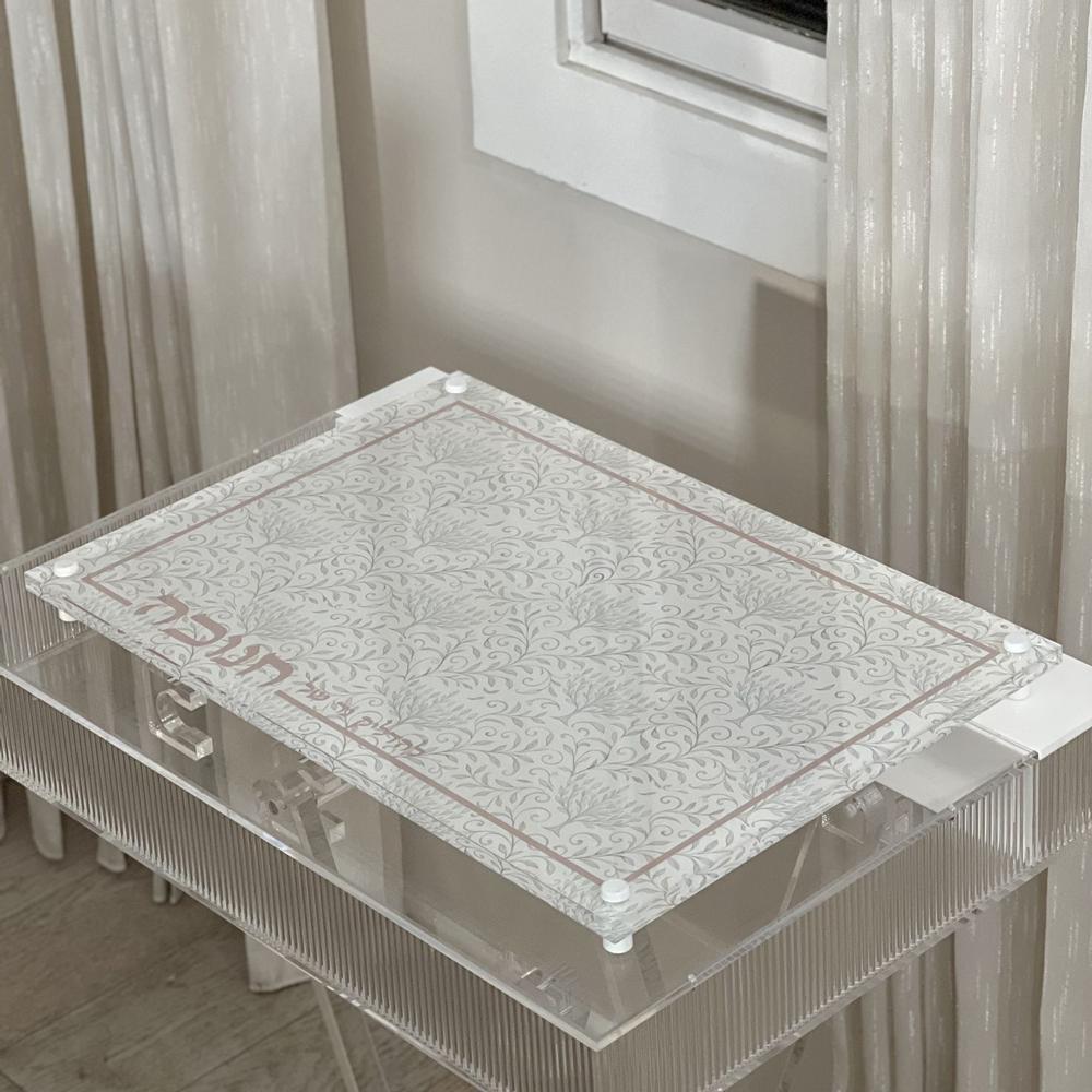 Lucite Chanukah Tray with Menorah Vine Deisgn