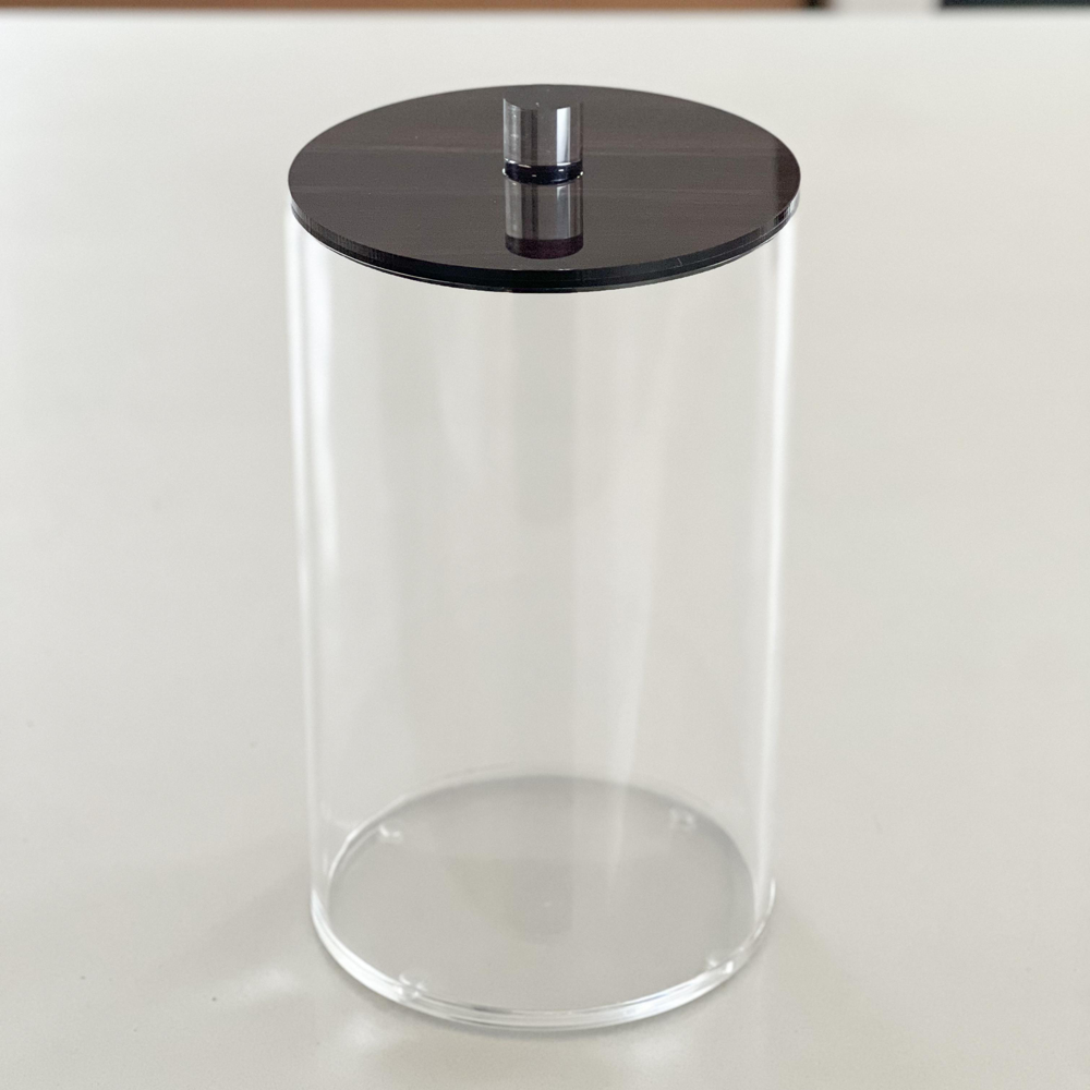 Lucite Cookie Jars with Wood Look LIds