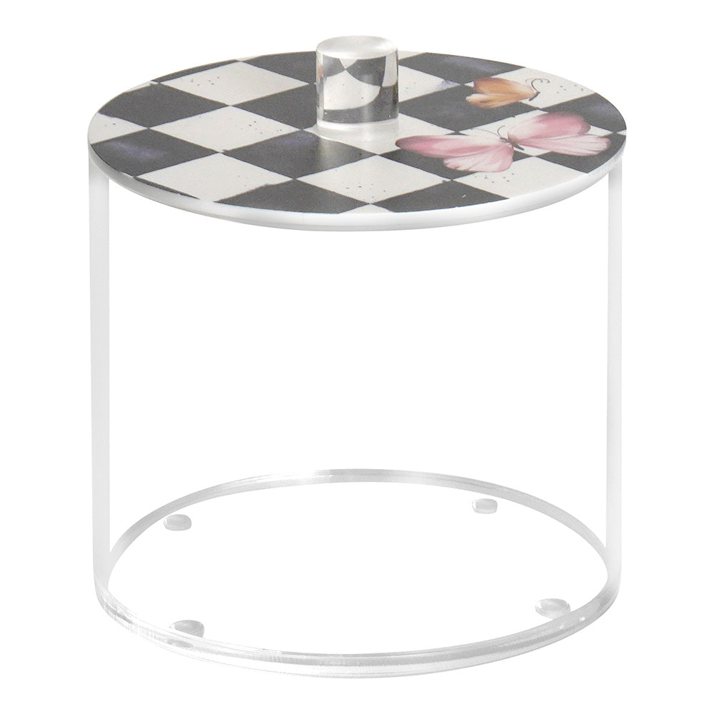 Lucite Cookie Jars with Black Chic Checkered Lids
