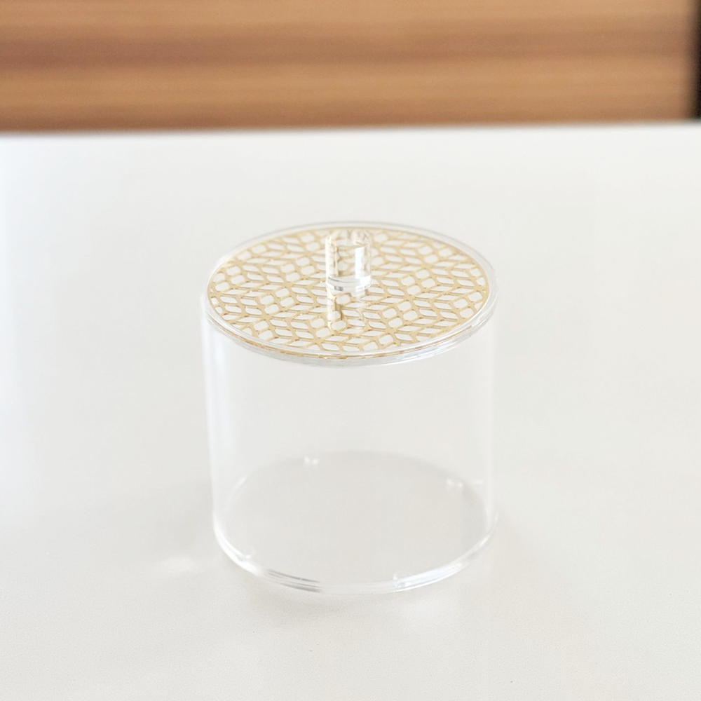 Lucite Cookie Jar with Laser Cut LId