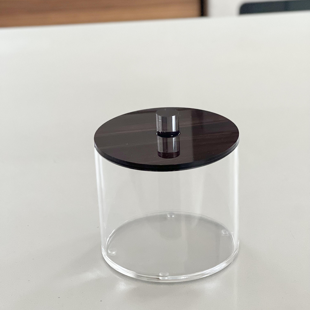 Lucite Cookie Jars with Wood Look LIds