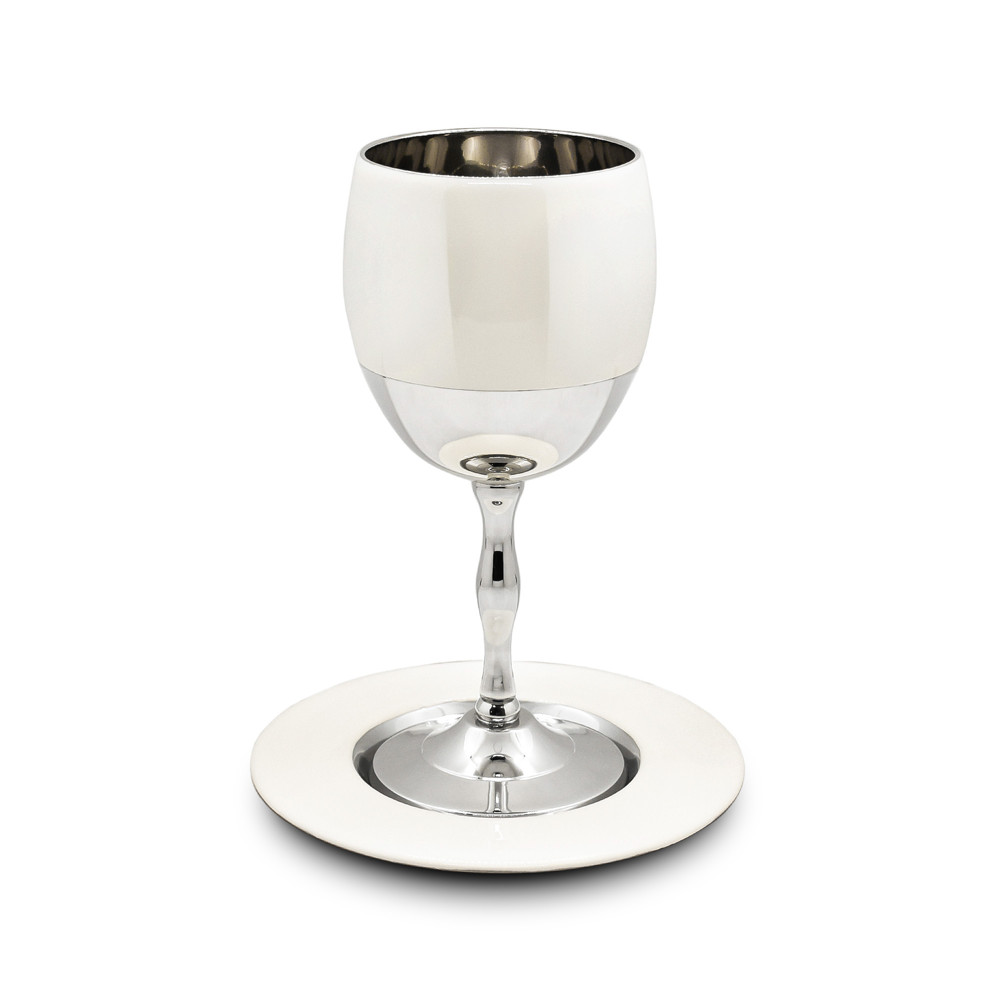 Kiddush Cup with White Enamel Design
