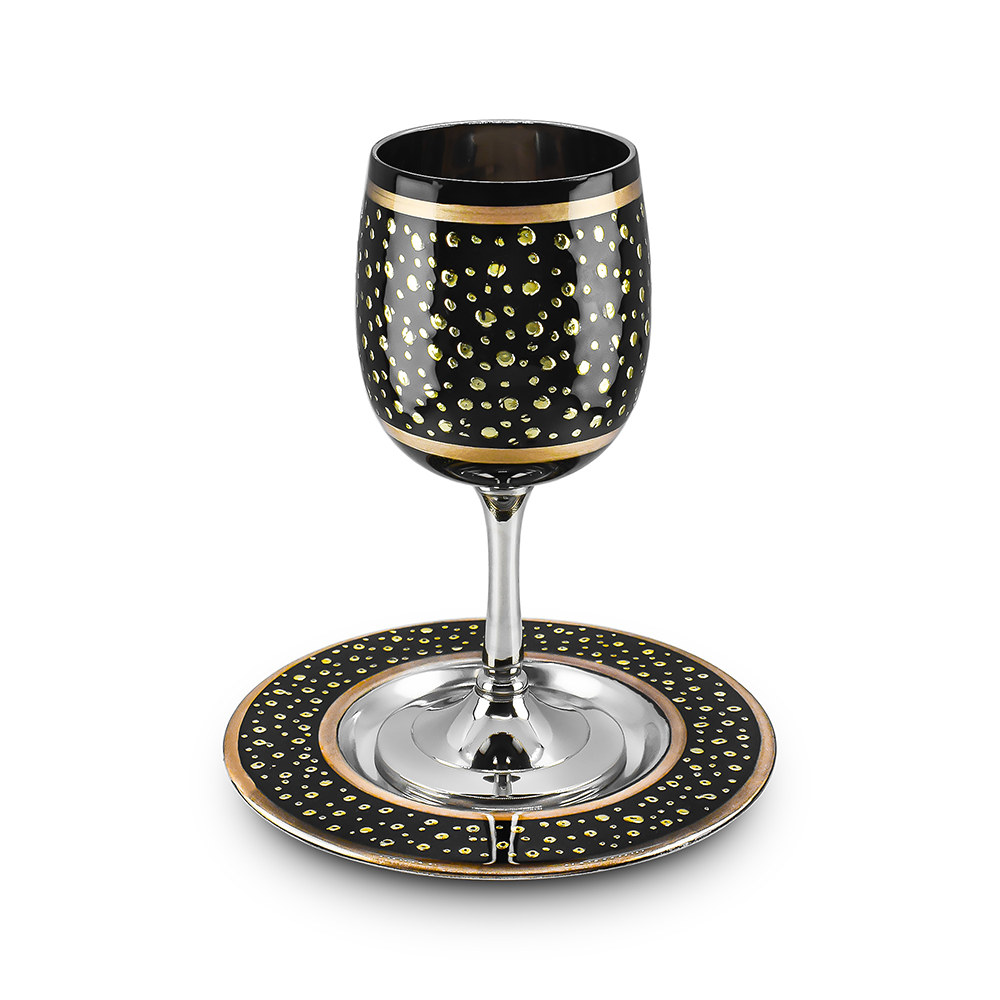 Enamel Kiddush Cup with Gold Designs