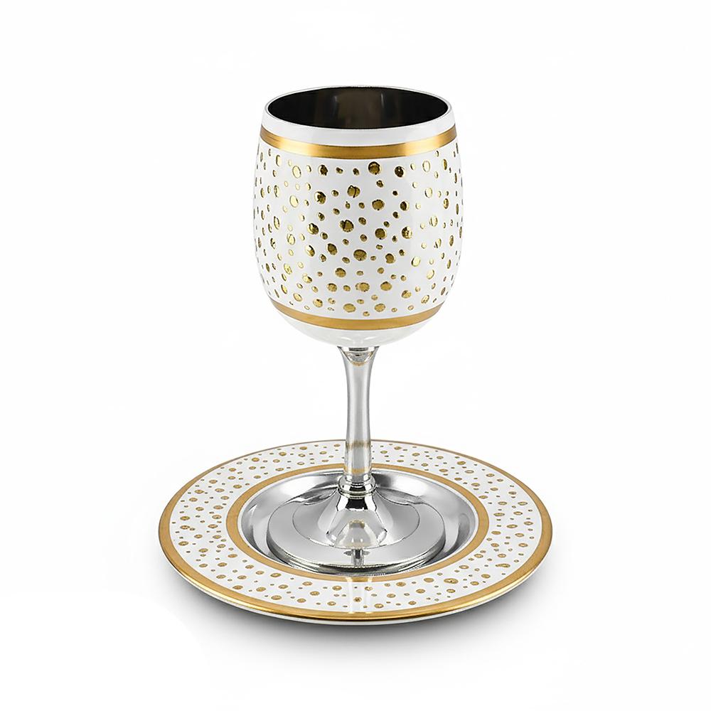 Enamel Kiddush Cup with Gold Designs
