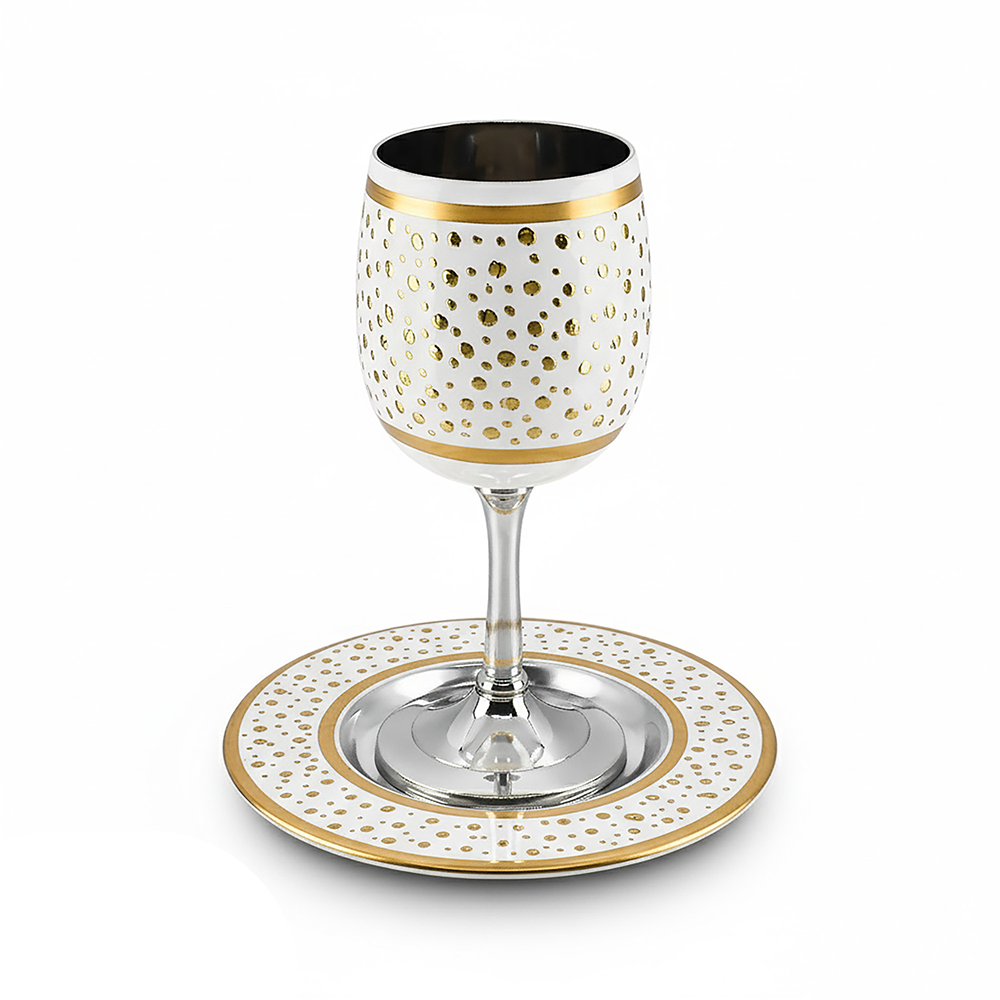 Enamel Kiddush Cup with Gold Designs