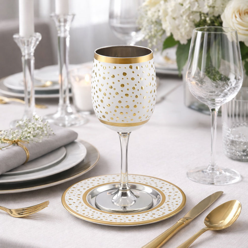 Enamel Kiddush Cup with Gold Designs