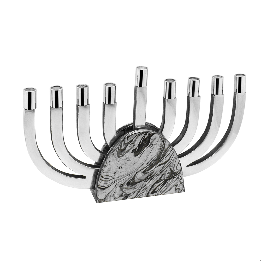 Aluminium  Menorah with Swirls