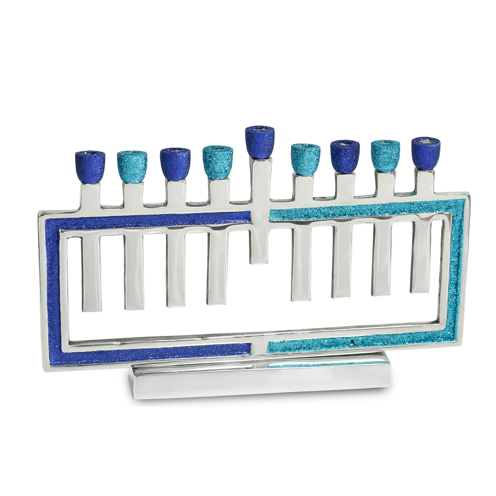 Aluminium Menorah Blue Design