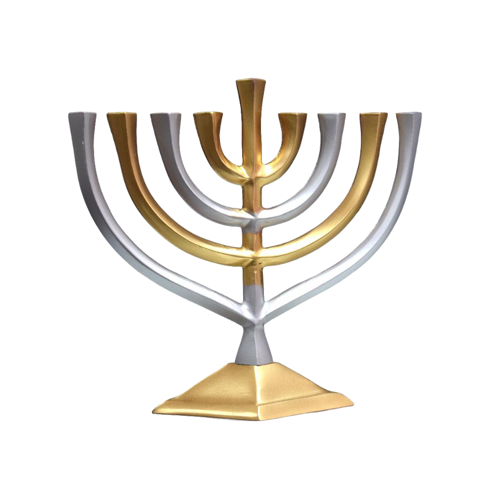 Aluminium Menorah Metallic Gold and Silver