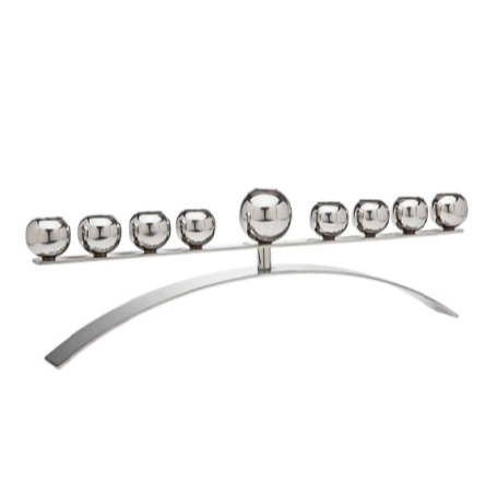 Stainless Steel Menorah with Ball Design