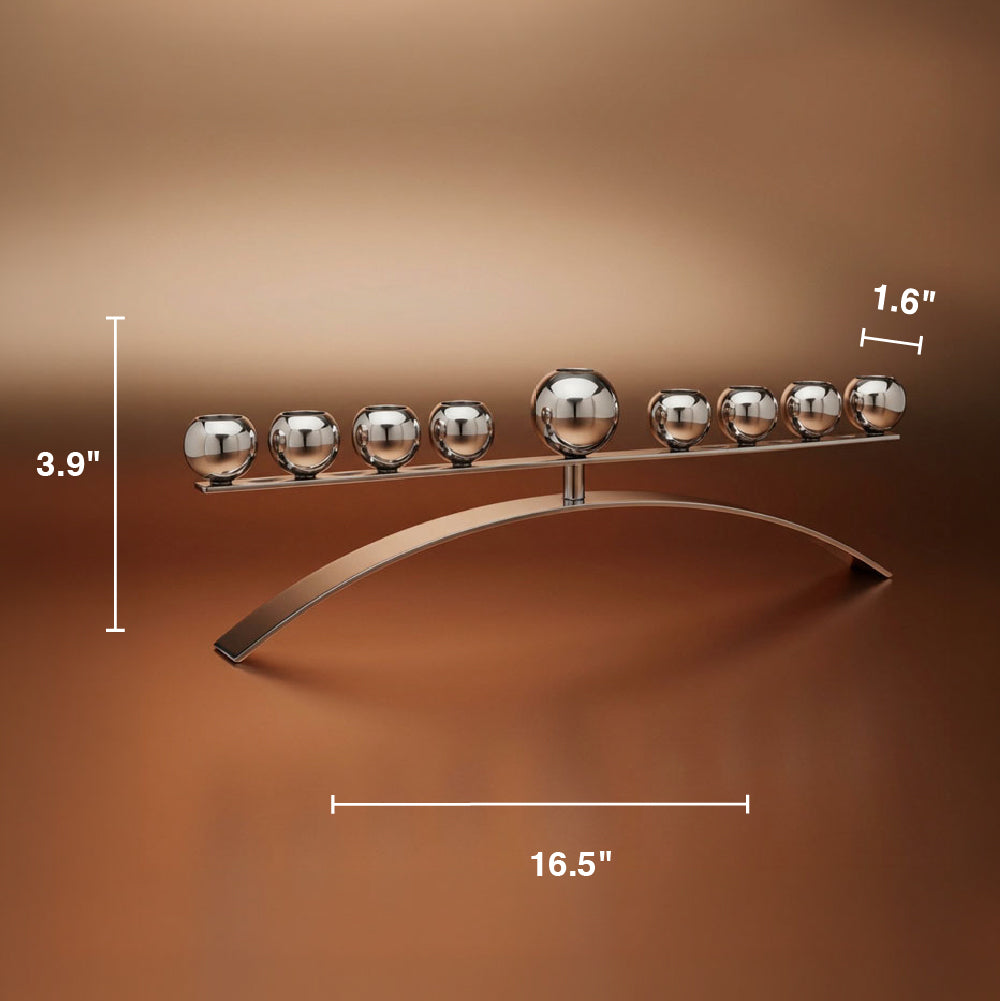 Stainless Steel Menorah with Ball Design