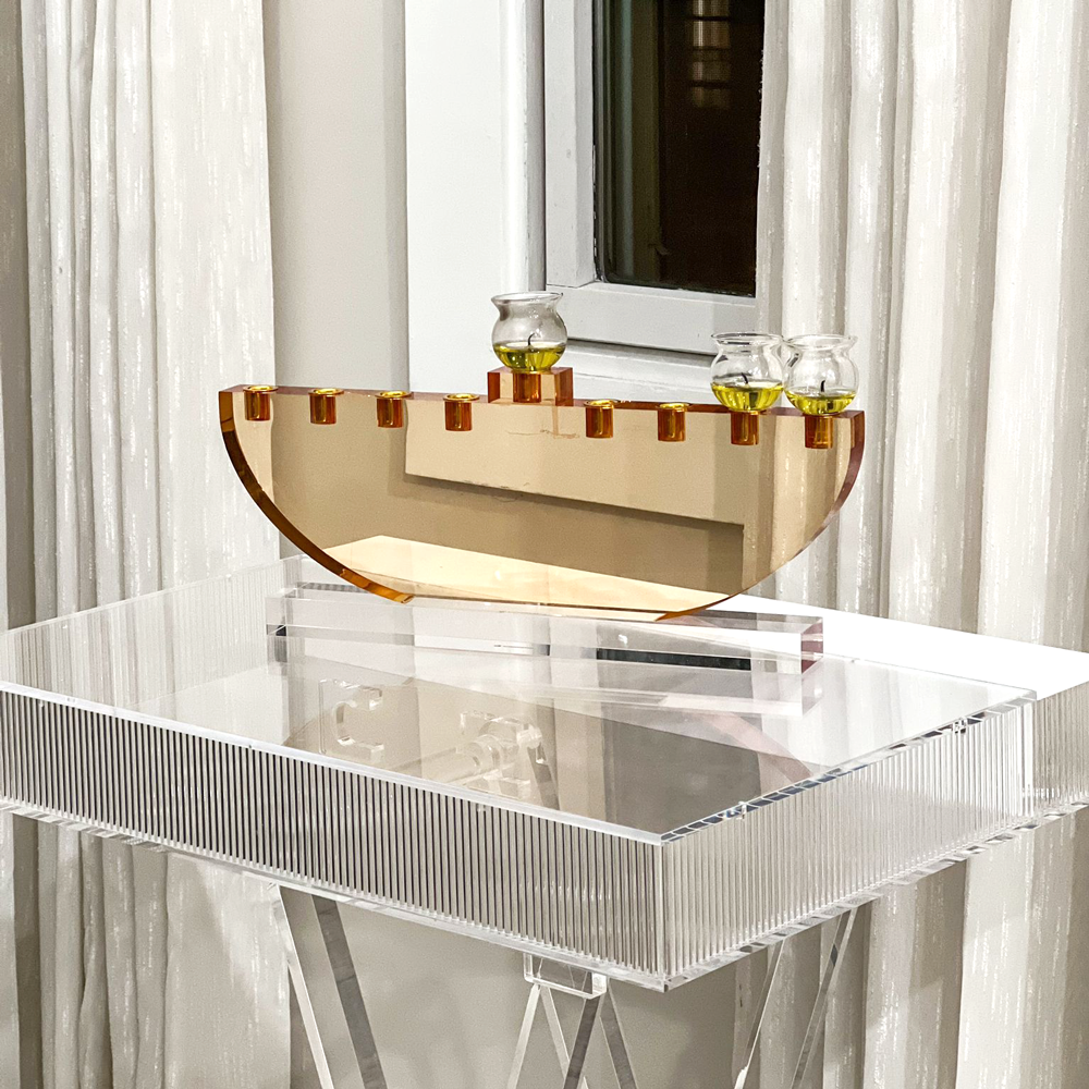 Adjustable Lucite Table with Concealed Sections