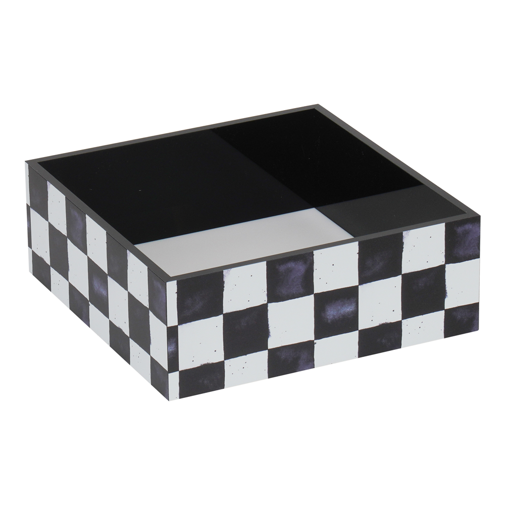 Black Chic Checkered Napkin Holder