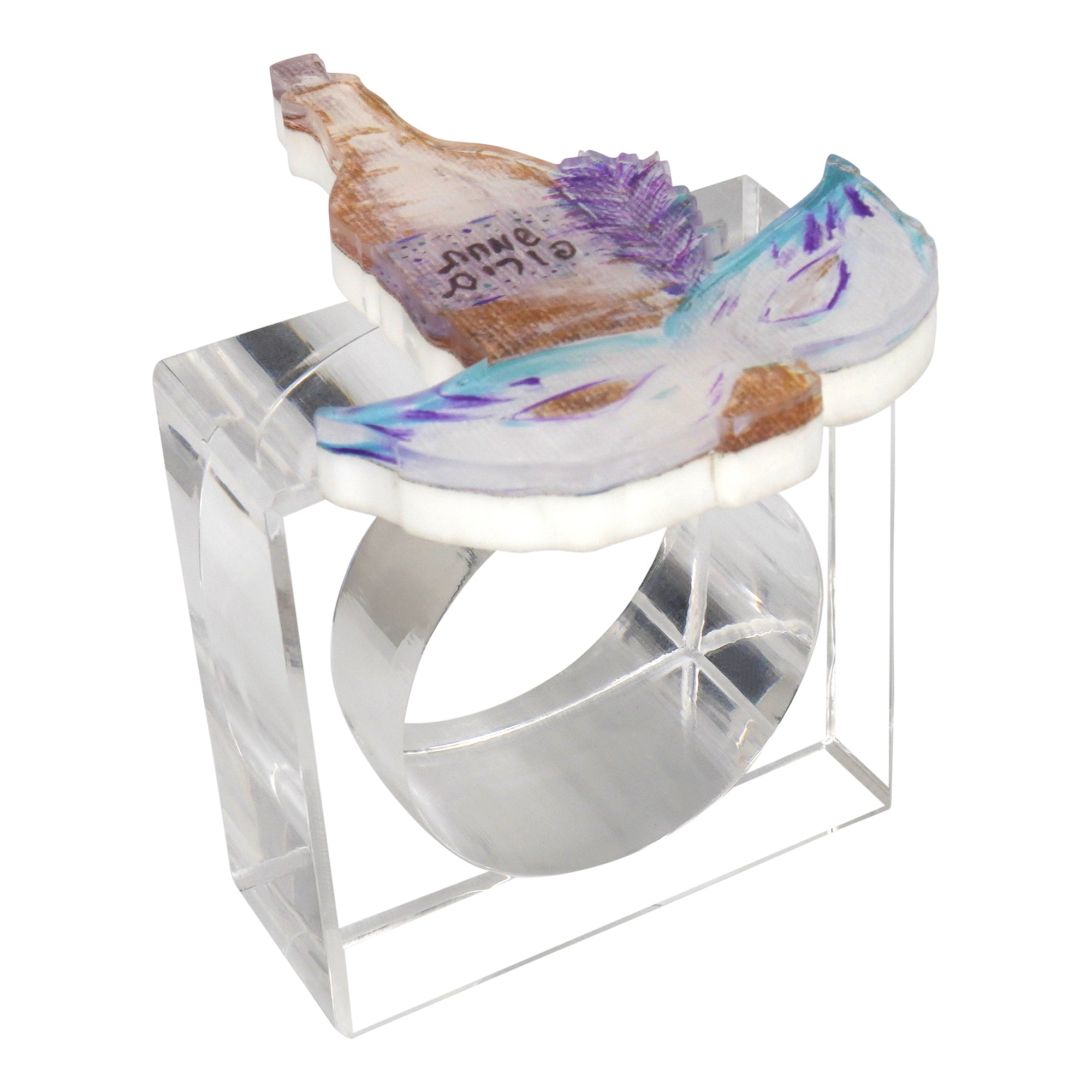 Lucite Yom Tov Napkin Ring Set