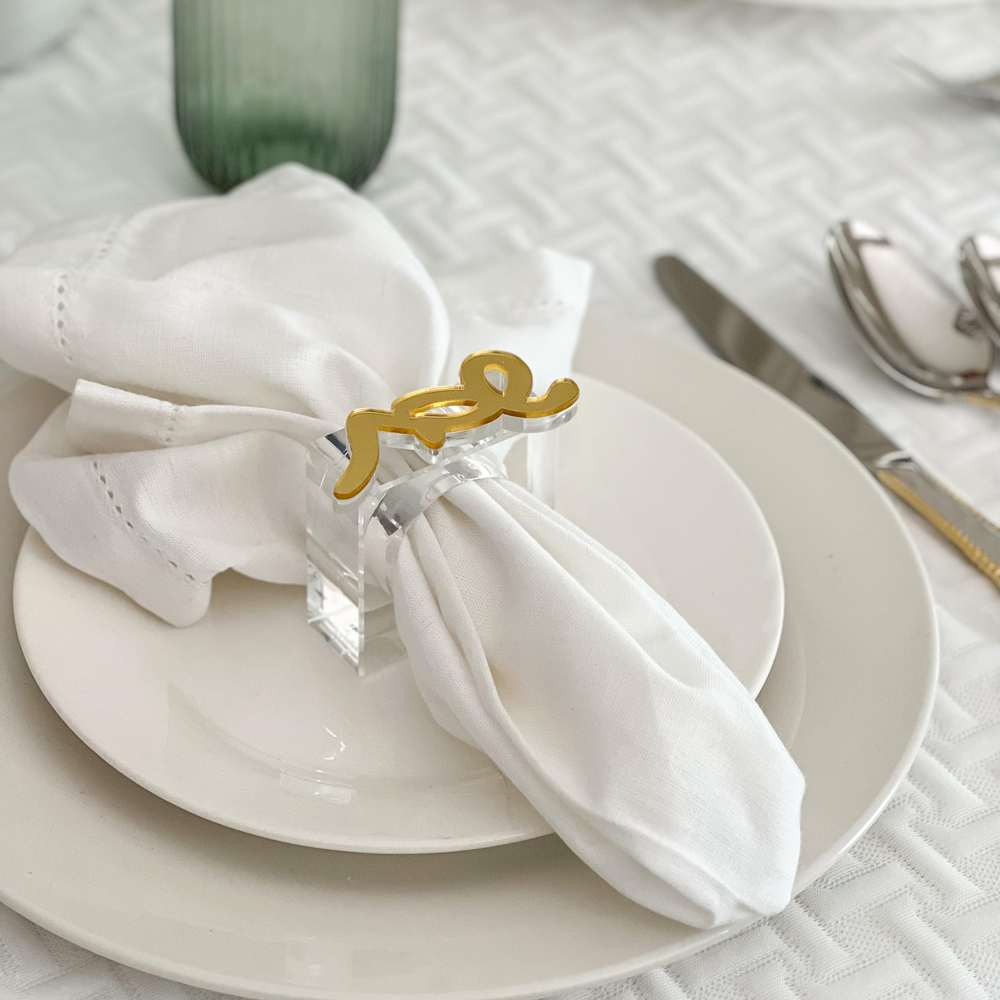 Lucite Yom Tov Napkin Ring Set