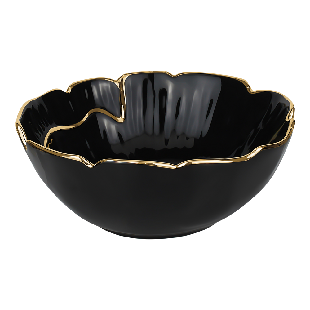 Porcelain Black & Gold Serving Bowl