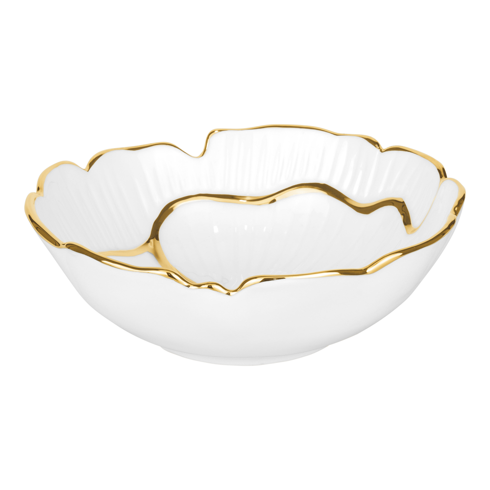Porcelain White & Gold Serving Bowl