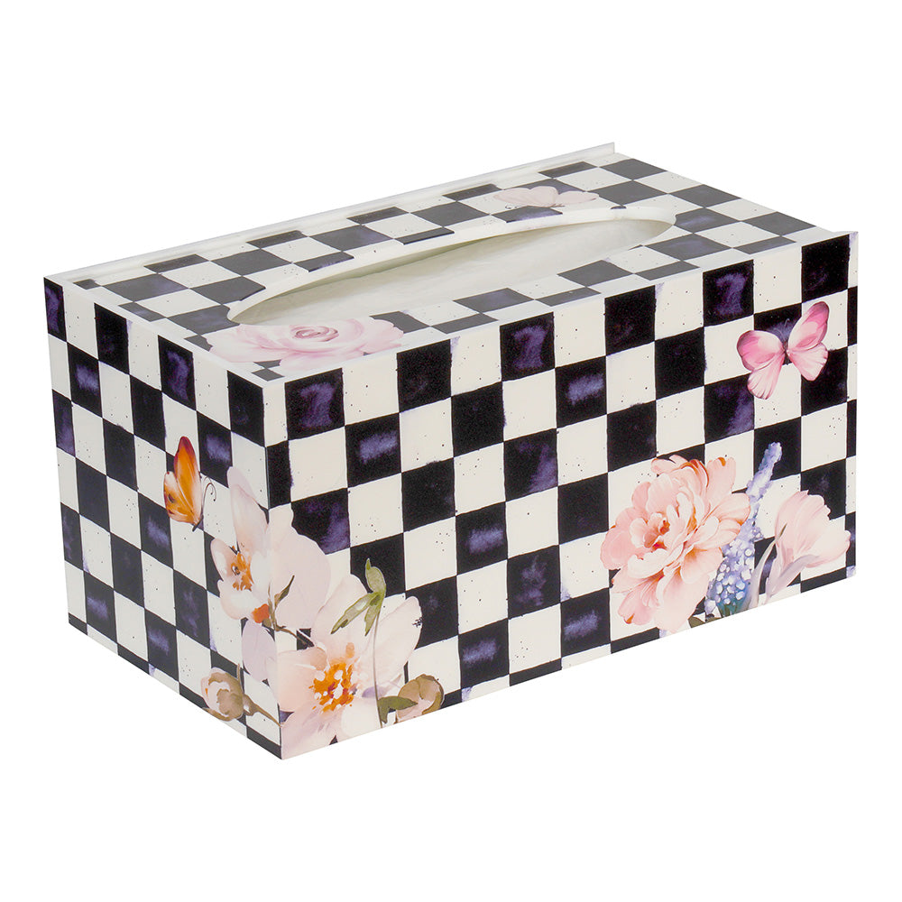 Black Chic Checkered Tissue Box