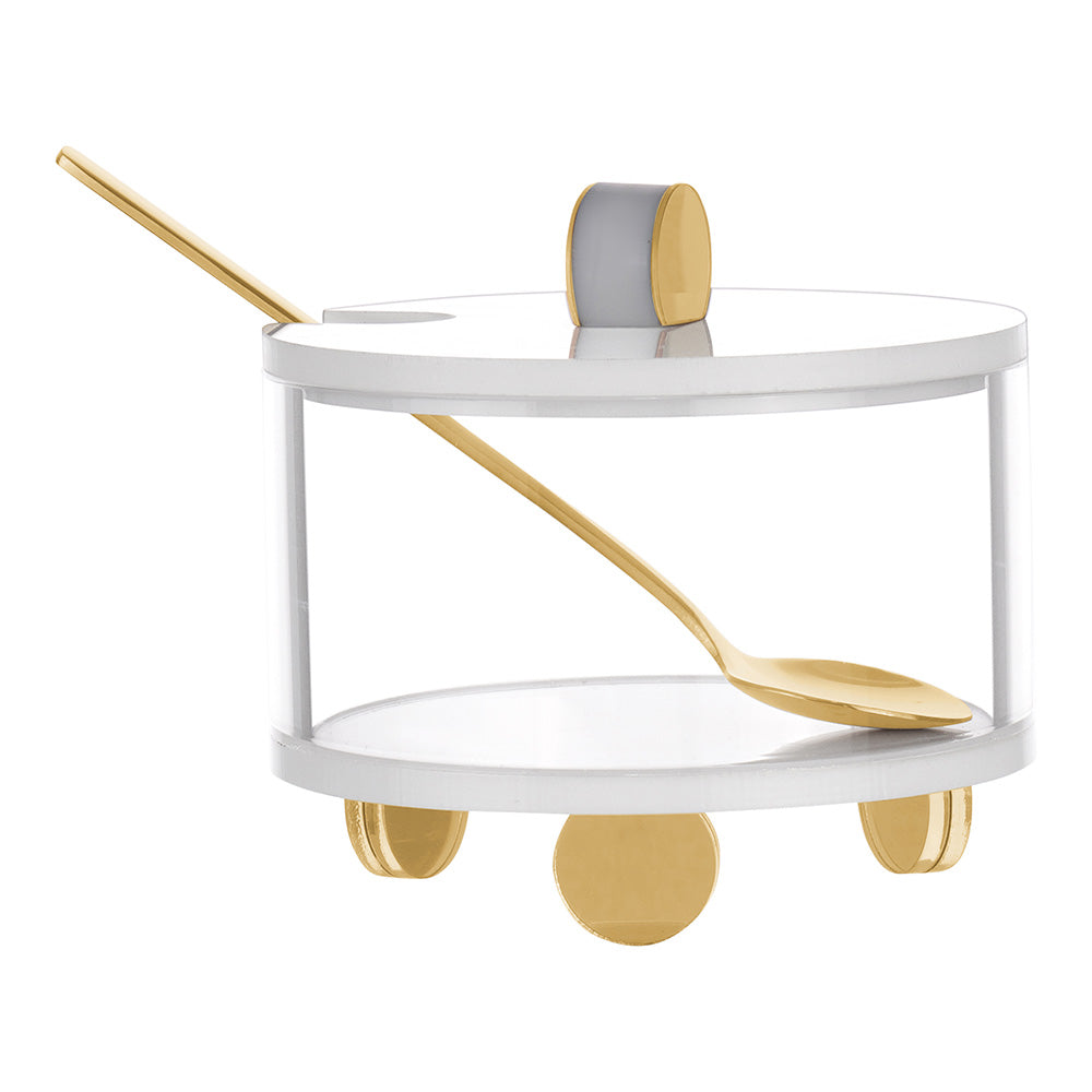 Lucite Honey Dish with Gold Legs