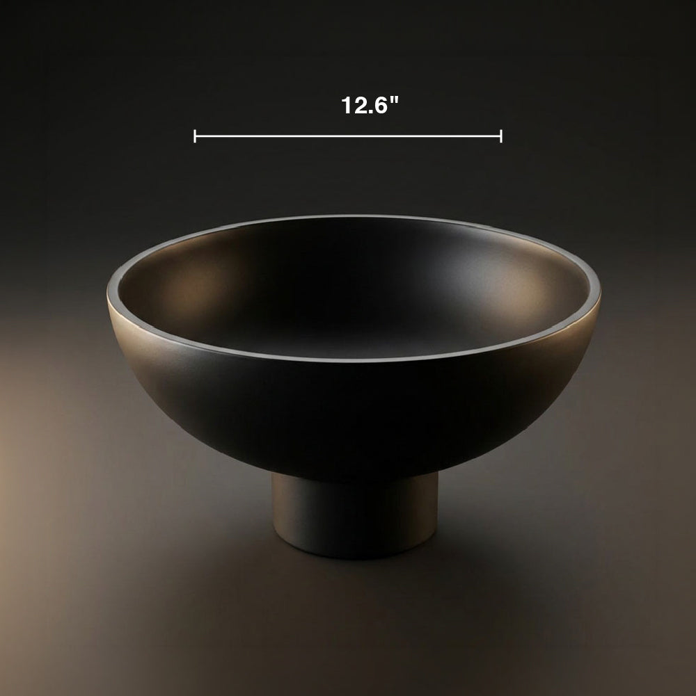 Matte Black Stainless Steel Footed Salad Bowl