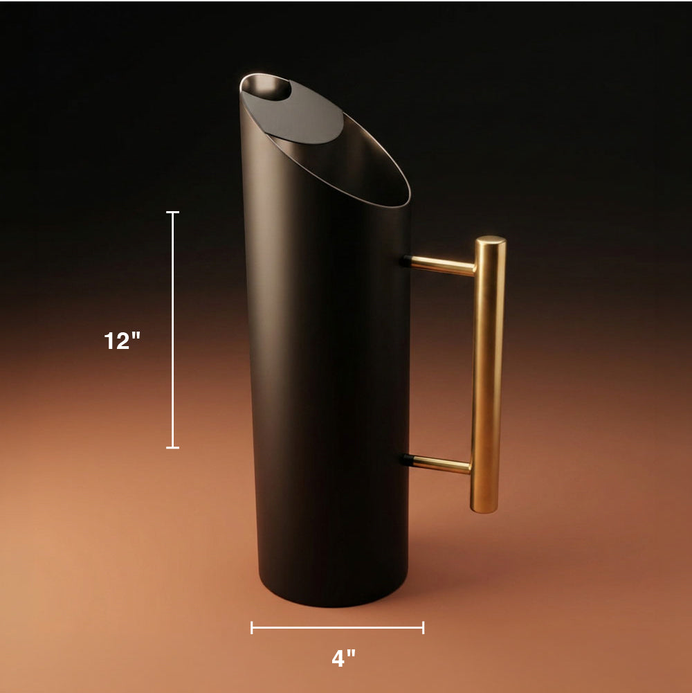 Matte Black Stainless Steel Pitcher with Gold Handle