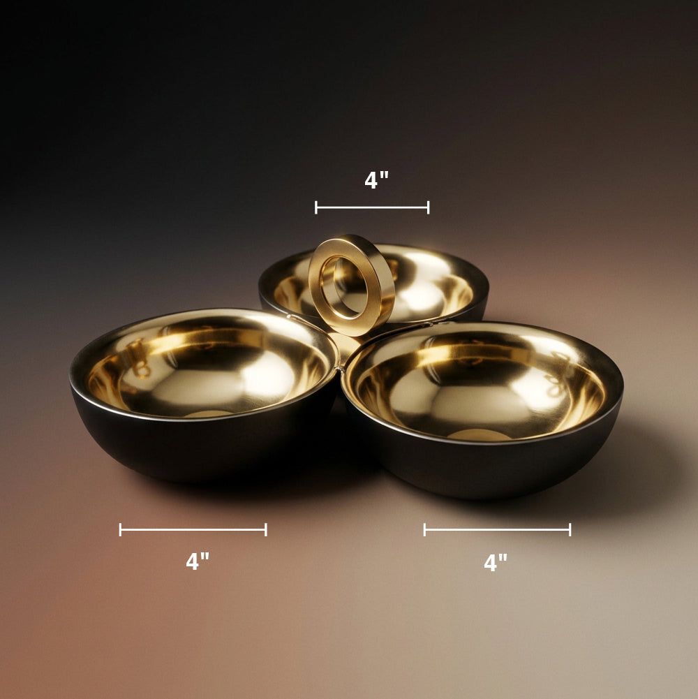 Matte Black Stainless Steel 3 Compartment Serving Tray