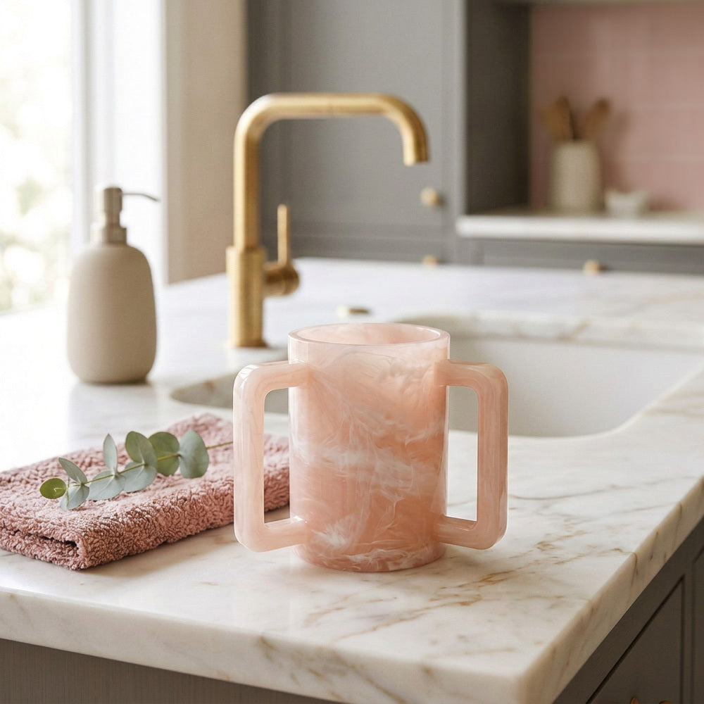 Resin Pink Marble Wash Cup