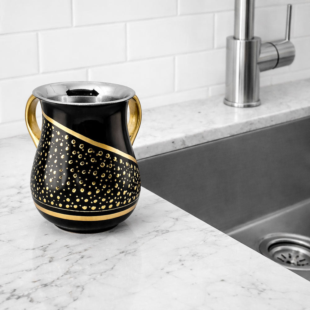 Enamel Wash Cup with Gold Designs