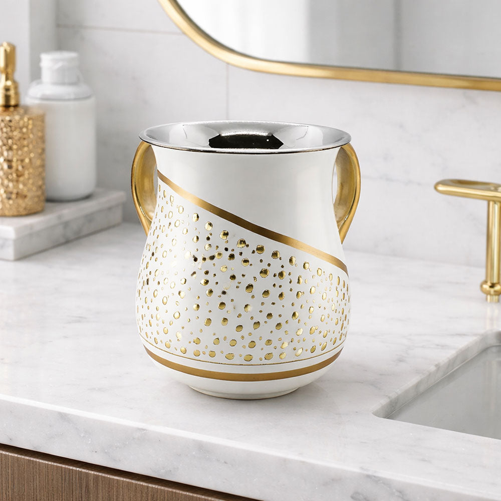 Enamel Wash Cup with Gold Designs