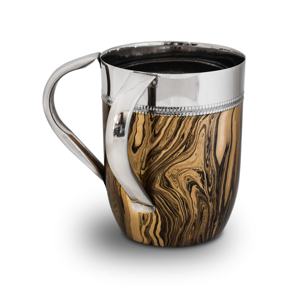 Black and Gold Marble Design Stainless Steel Wash Cup