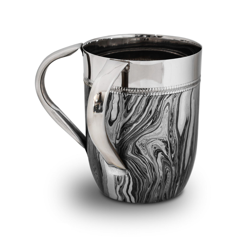 Black and Silver Marble Design Stainless Steel Wash Cup