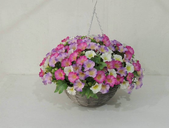 Bouquet of Faux Flowers in a Basket with Hook