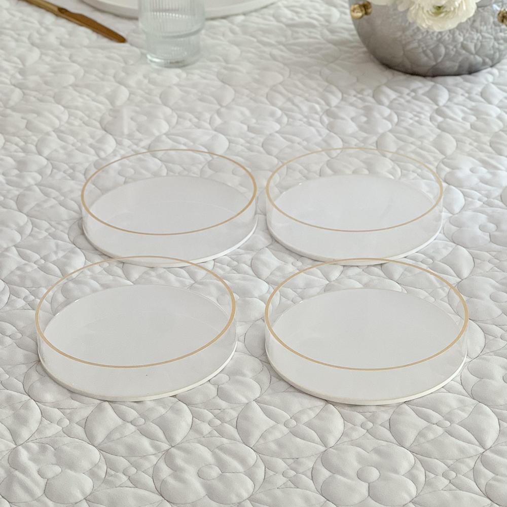 Lucite White & Gold Dessert Plates 4pk