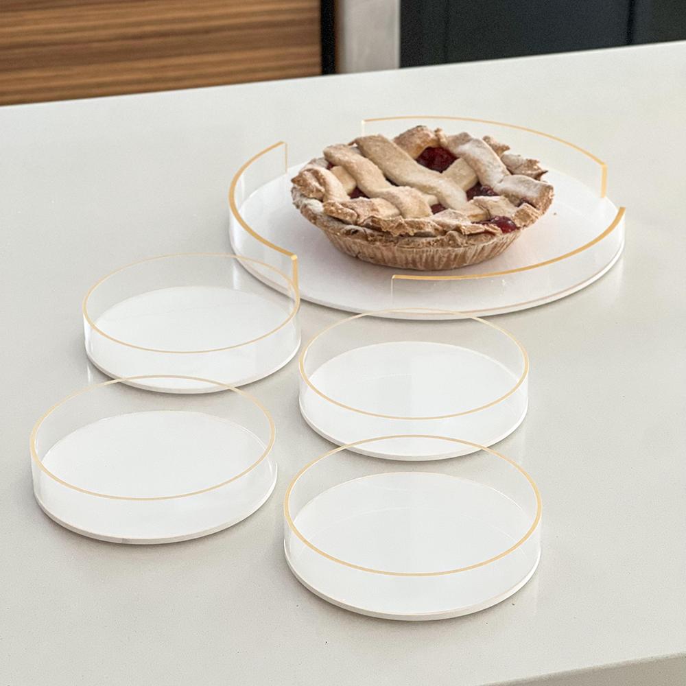 Lucite White & Gold Dessert Plates 4pk