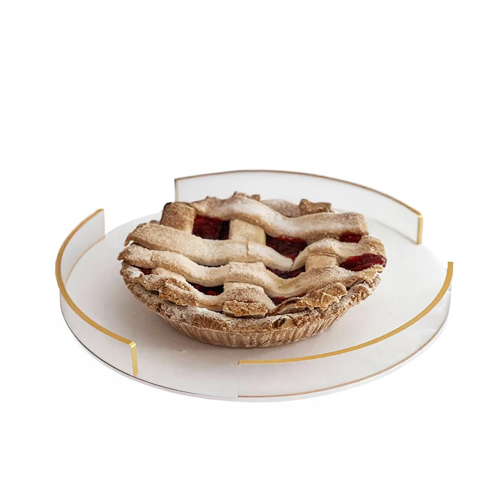 Lucite White & Gold Cake Tray