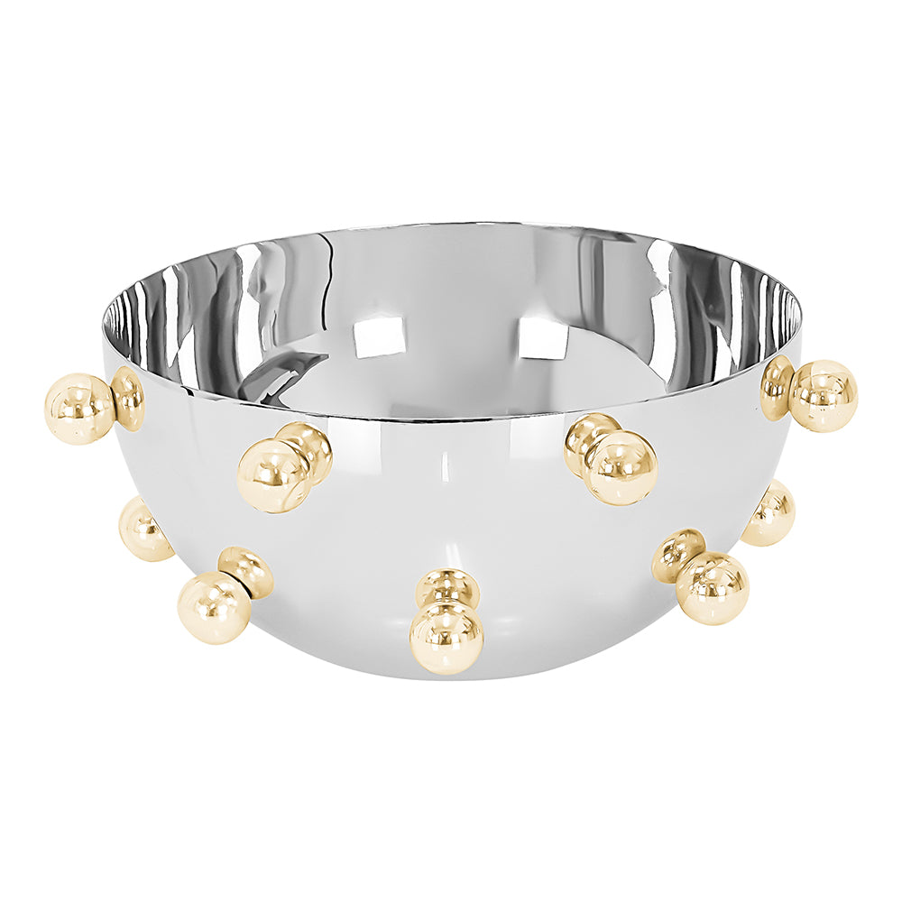 Stainless Steel Bowl With Gold Balls