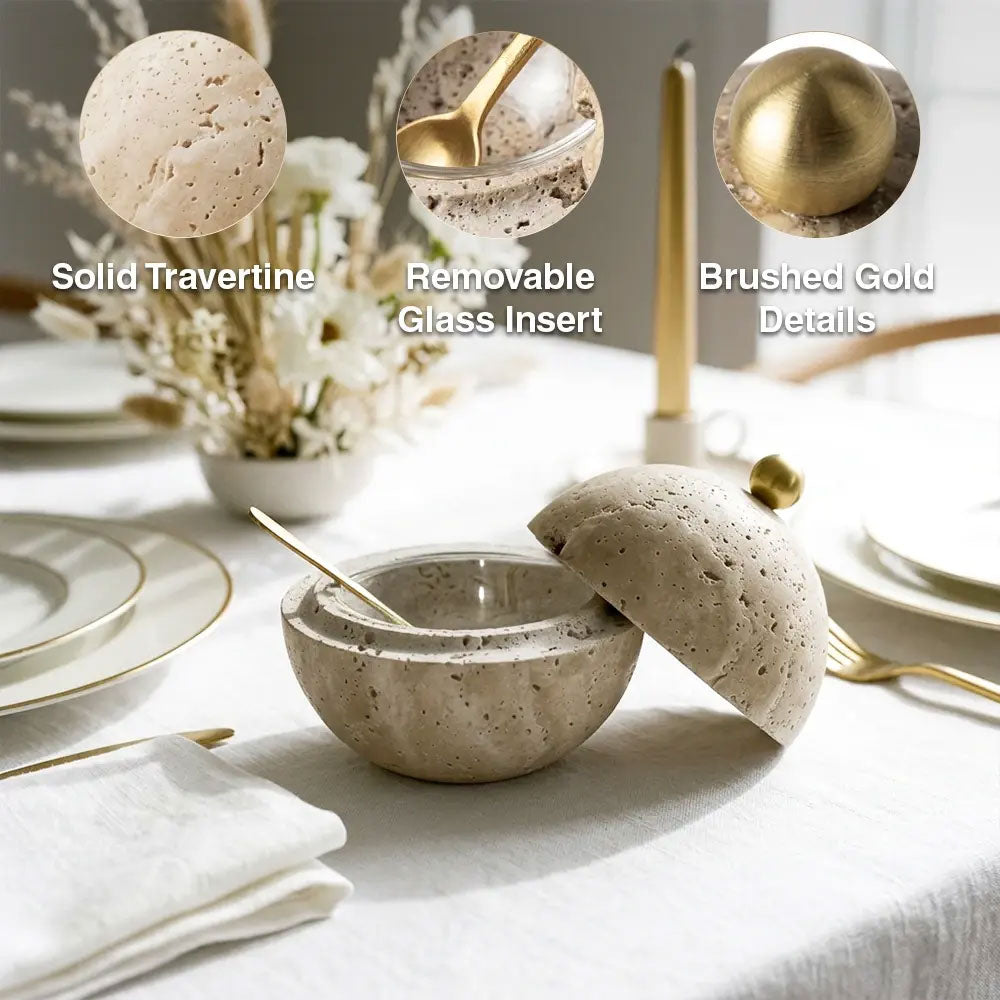 Travertine Honey Dish