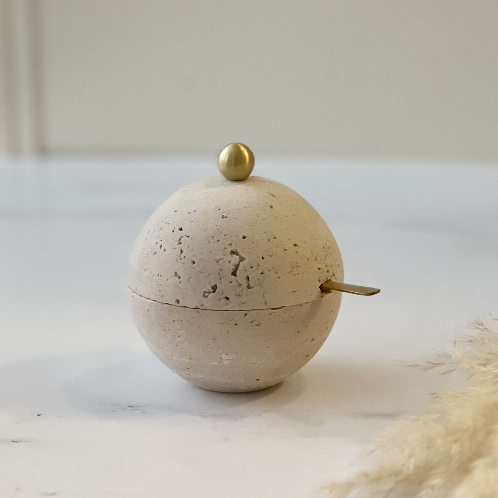 Travertine Honey Dish