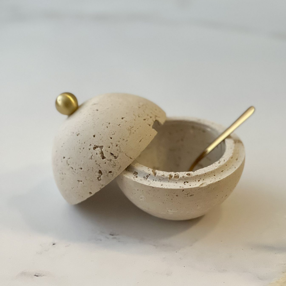 Travertine Honey Dish