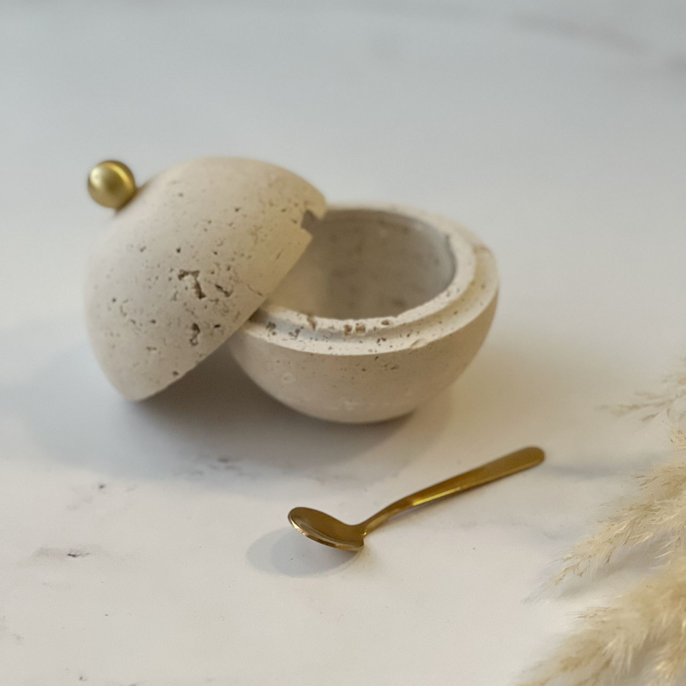 Travertine Honey Dish