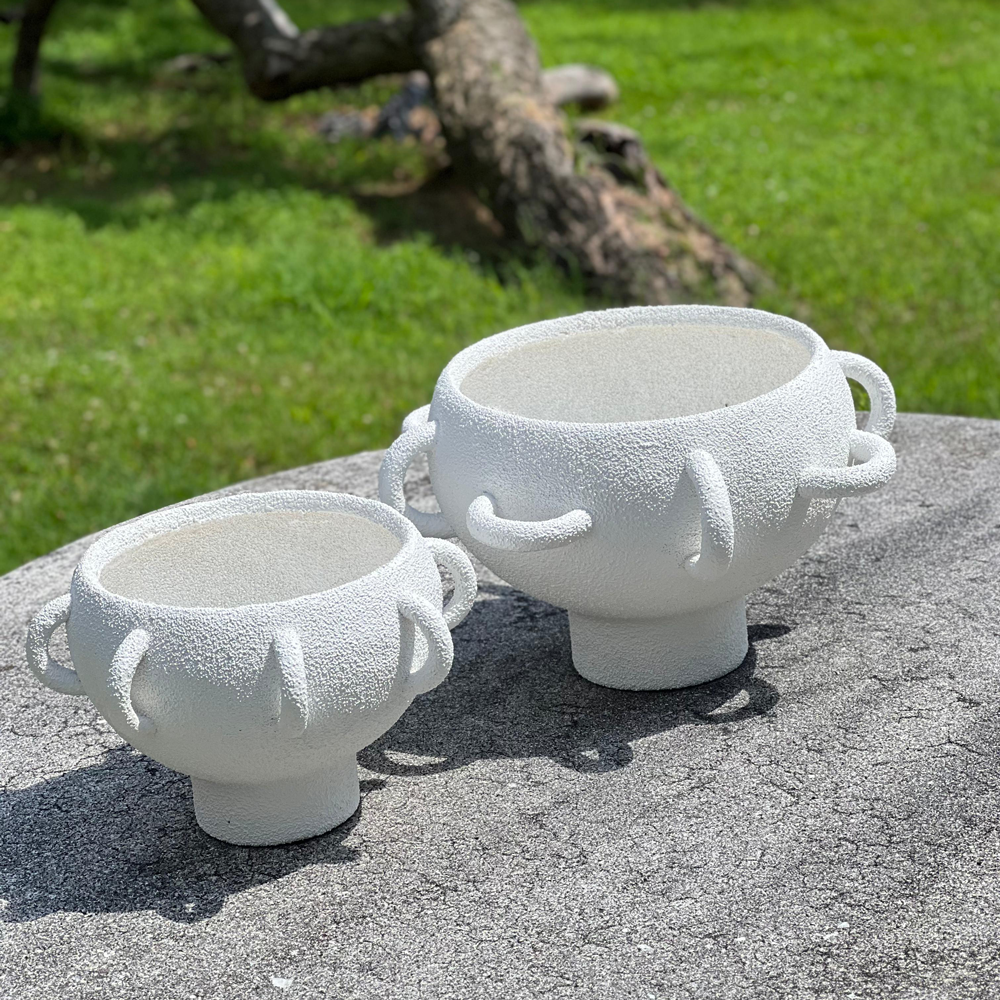 Textured Porcelain Serving Bowl with Unique Handles