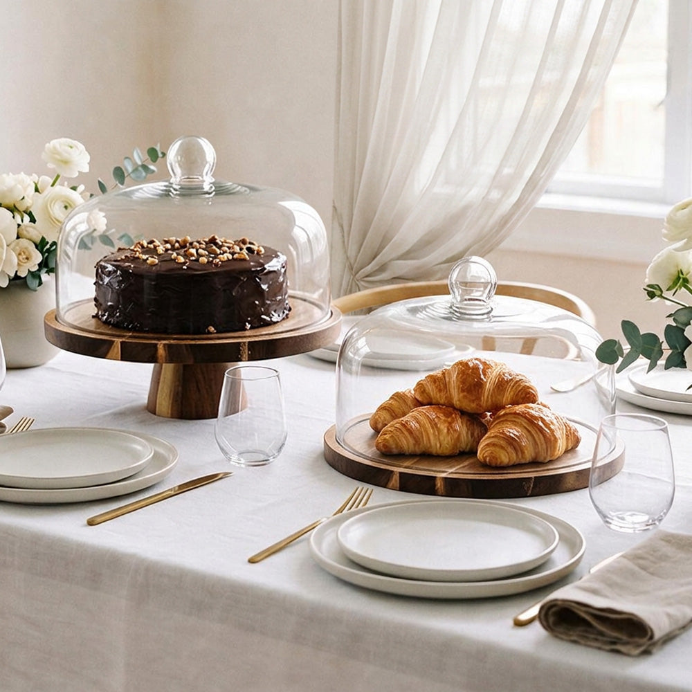 Rustic Wood Cake Dome on Pedestal