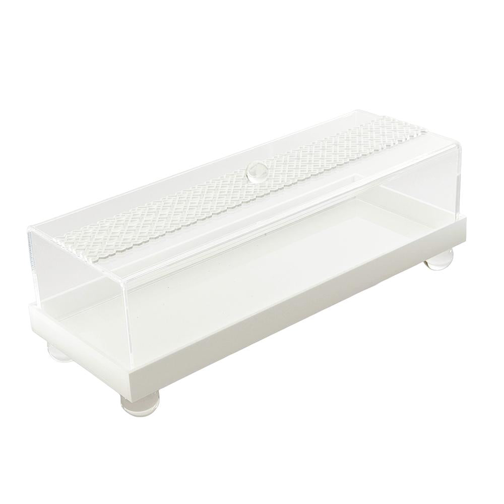 Lucite White Laser Cut Rectangle Cake Dome