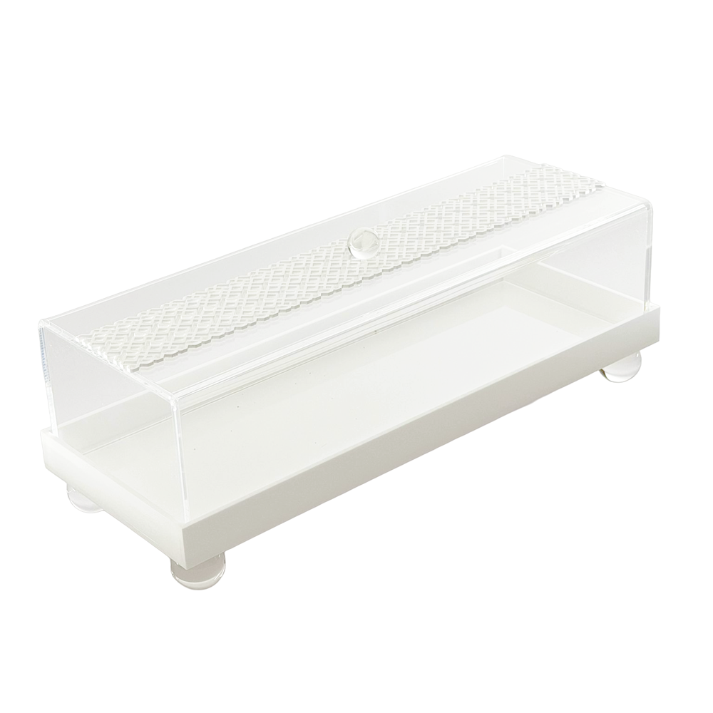 Lucite White Laser Cut Design Cake Tray & Lid