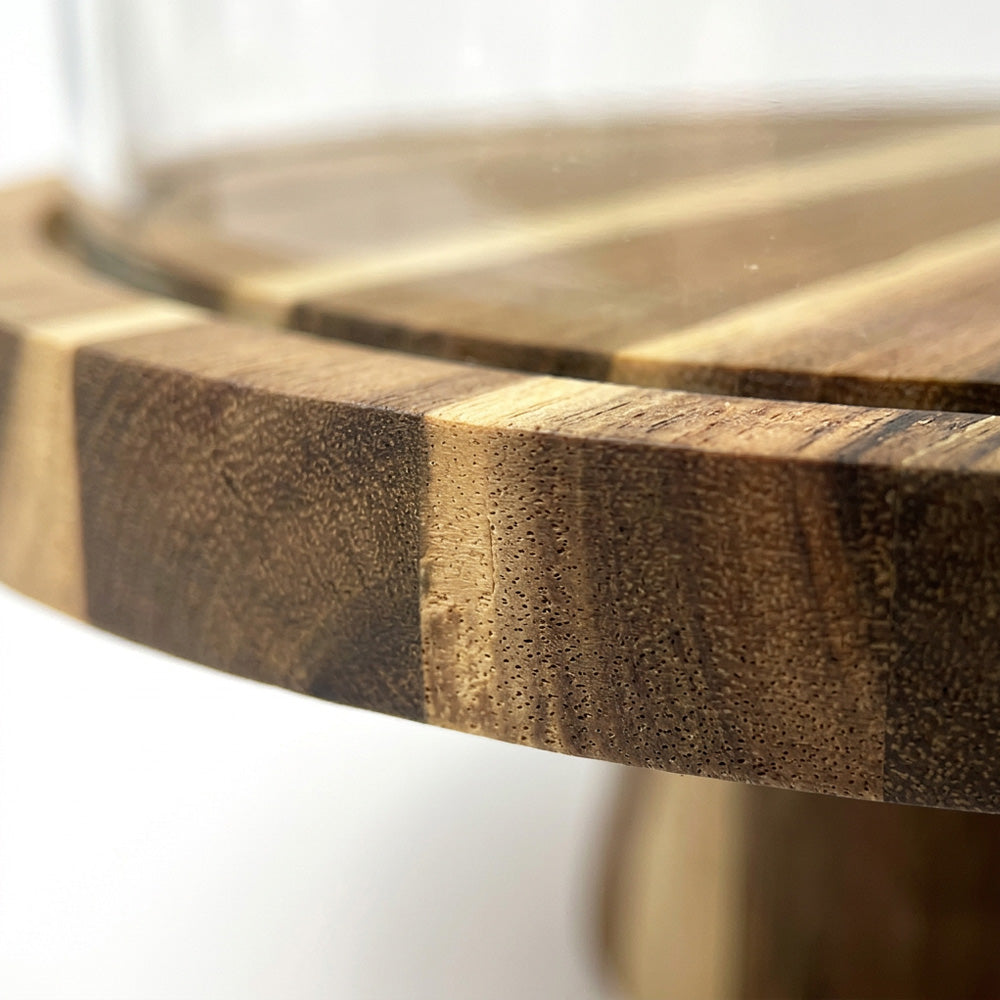 Rustic Wood Cake Dome on Pedestal